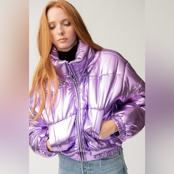 Tach purple metallic mirna puffer jacket - Picture 1 of 10